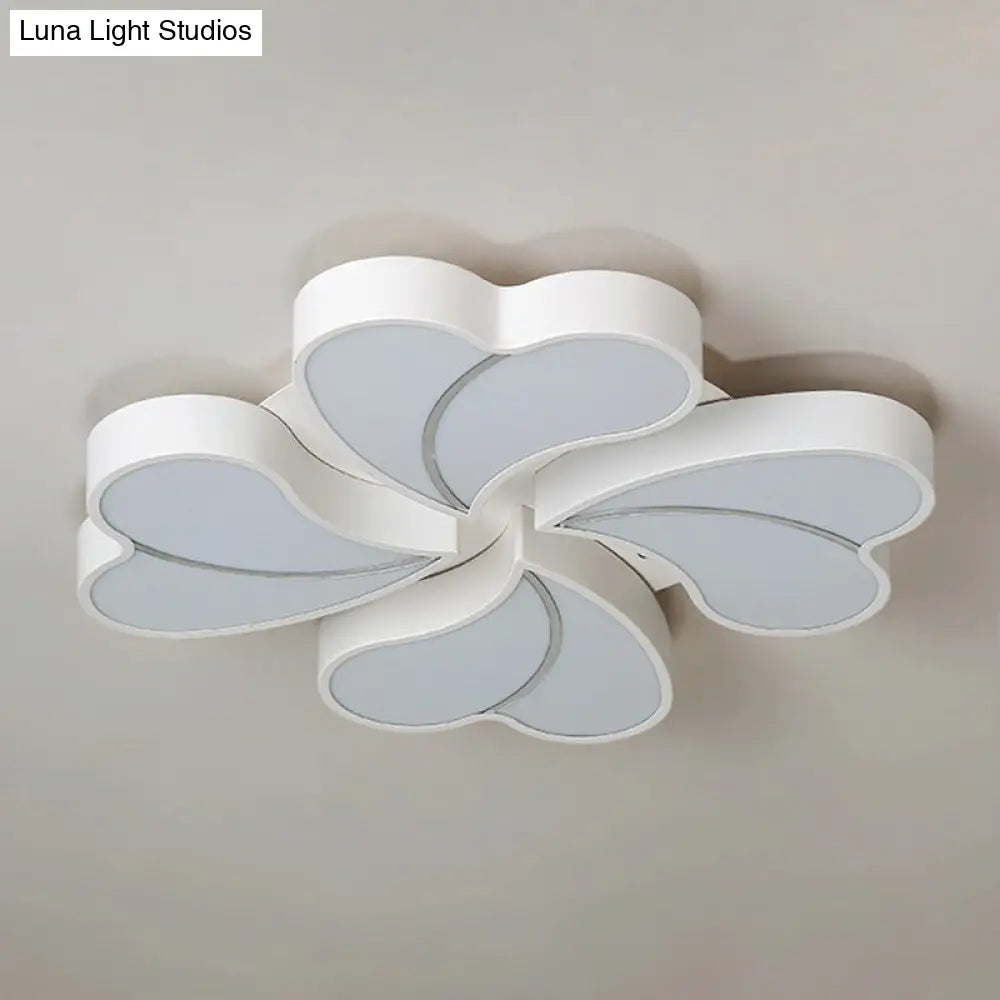 Modern Style White Floral Led Flushmount Ceiling Lamp For Bedroom Lighting