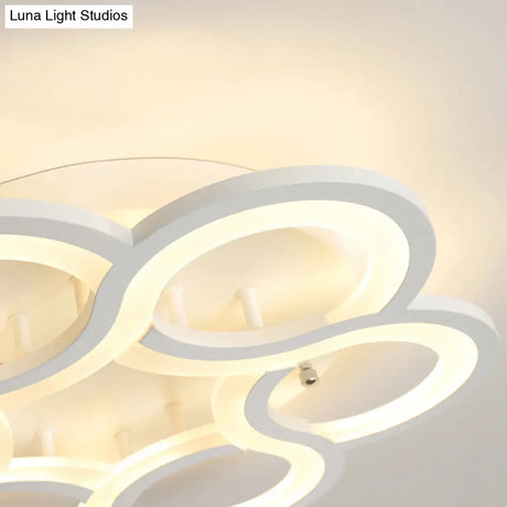 Modern Stylish White Acrylic Led Ceiling Fixture For Hotels - Petal Semi Mount Light