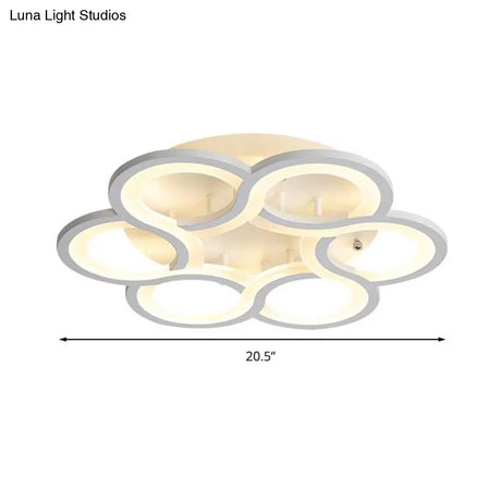 Modern Stylish White Acrylic Led Ceiling Fixture For Hotels - Petal Semi Mount Light
