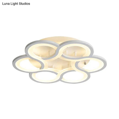 Modern Stylish White Acrylic Led Ceiling Fixture For Hotels - Petal Semi Mount Light