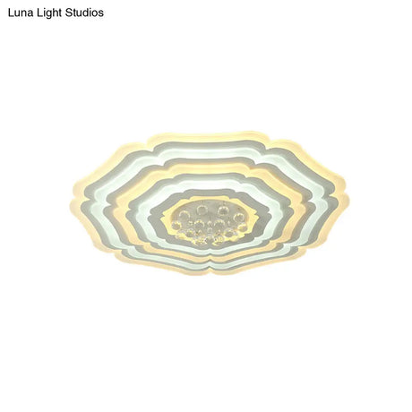 Modern Super Thin Flower Led Ceiling Light With Crystal Drop