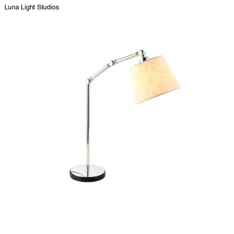 Modern Tapered Desk Lamp - Adjustable Arm Beige 1-Light Reading Book Light