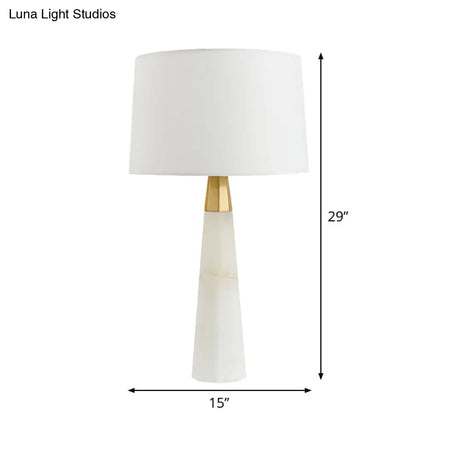 Modern Tapered Drum Table Lamp - 1 Head Night Light In White