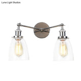 Modern Tapered Glass Wall Lamp - 2-Light Industrial Sconce Lighting In Black/Bronze/Brass