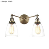 Modern Tapered Glass Wall Lamp - 2-Light Industrial Sconce Lighting In Black/Bronze/Brass