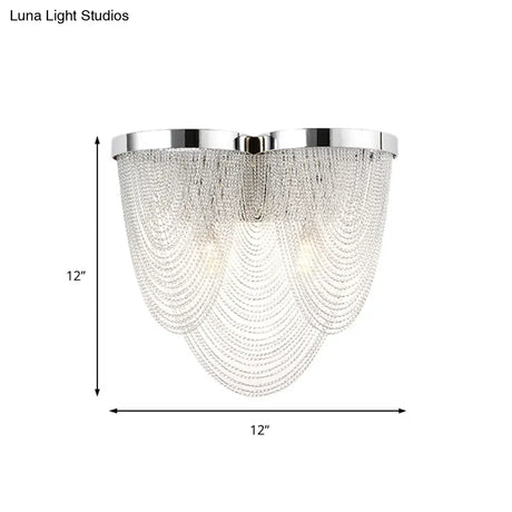 Modern Tassel Wall Light With 2 Aluminum Lights In Chrome Finish For Bedroom