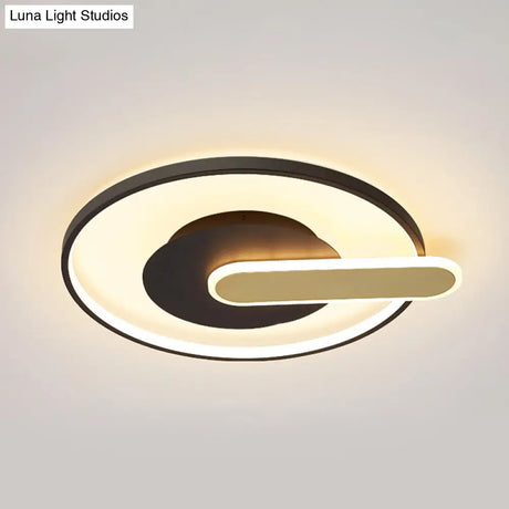 Modern Thin Button Ceiling Light: Acrylic Black/White - Gold Led Flush Mount
