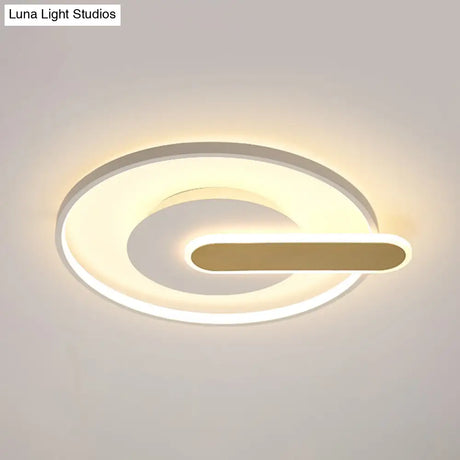 Modern Thin Button Ceiling Light: Acrylic Black/White - Gold Led Flush Mount