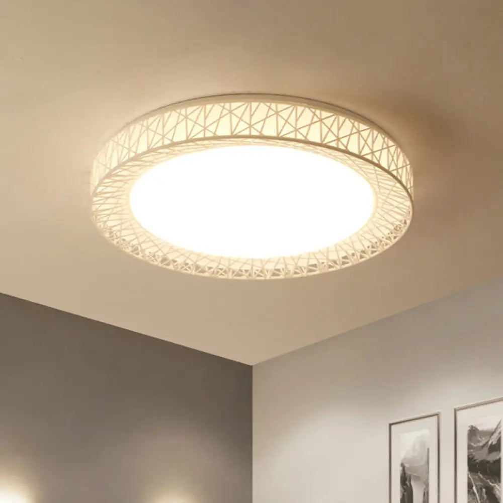 Modern Thin Iron Bird Nest Flush Light Fixture In White With Led Surface Ceiling Lamp And Recessed