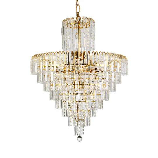 Modern Crystal Hanging Light Fixture 4/6/11 Lights Gold 16/18/23.5 Wide For Dining Room