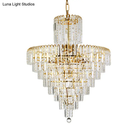 Modern Crystal Hanging Light Fixture 4/6/11 Lights Gold 16/18/23.5 Wide For Dining Room