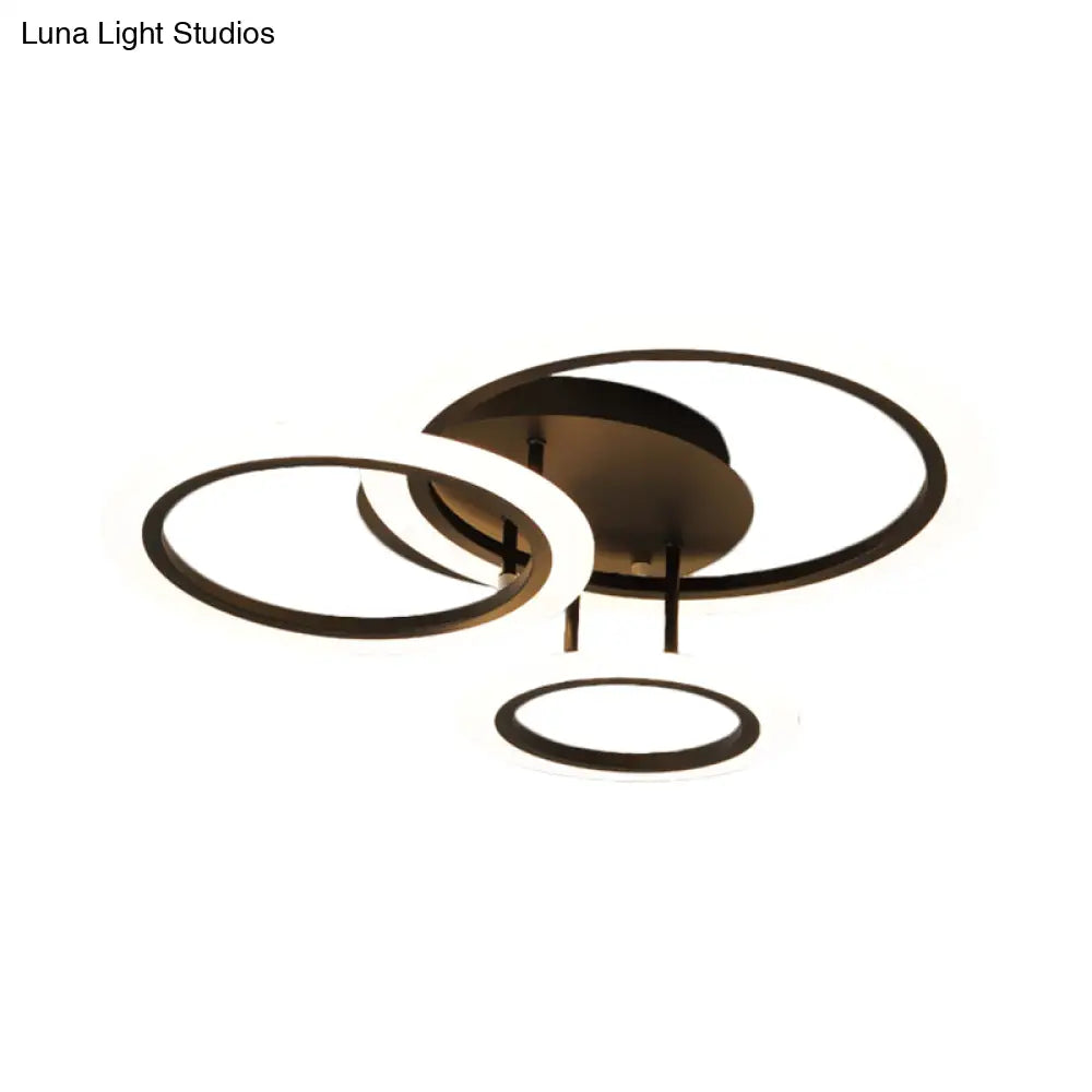 Modern Tiered Led Bedroom Flush Mount Lighting In Brown 19.5’/21.5’ W (Customizable 7 Days)