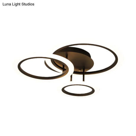 Modern Tiered Led Bedroom Flush Mount Lighting In Brown 19.5’/21.5’ W (Customizable 7 Days)