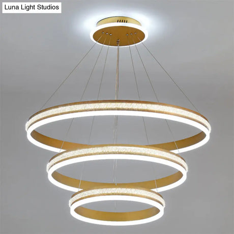 Modern Tiers Led Chandelier: Minimalist Acrylic Parlor Ring Suspension Light