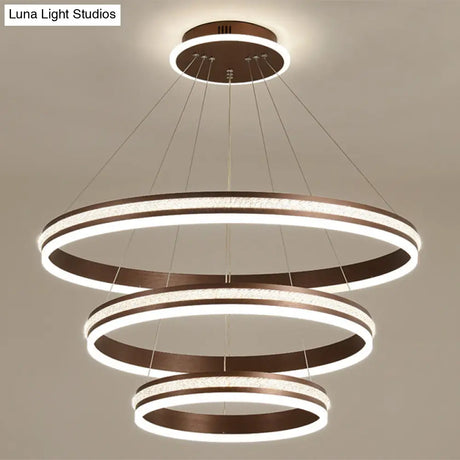 Modern Tiers Led Chandelier: Minimalist Acrylic Parlor Ring Suspension Light