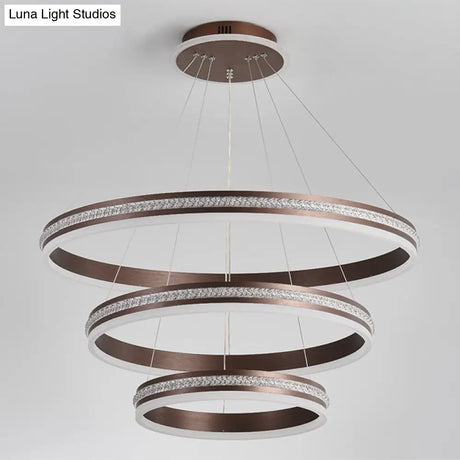 Modern Tiers Led Chandelier: Minimalist Acrylic Parlor Ring Suspension Light