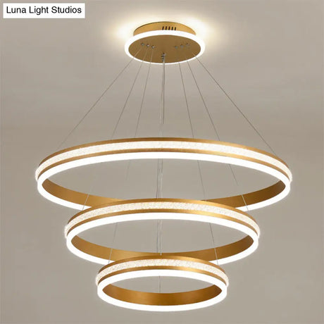 Modern Tiers Led Chandelier: Minimalist Acrylic Parlor Ring Suspension Light