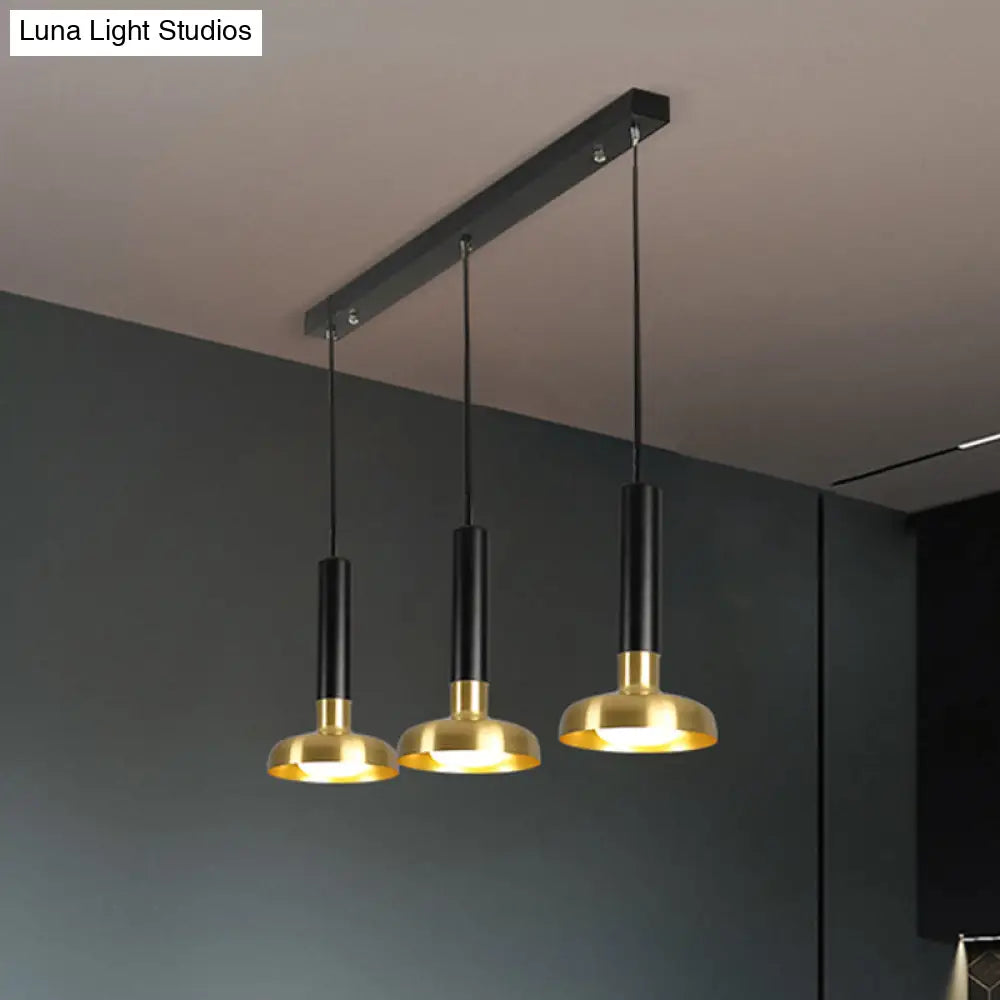 Modern Torch Multi-Pendant Metal Kitchen Bar Light - 3-Light Suspension In White/Black-Gold