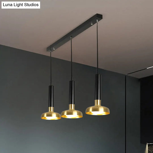Modern Torch Multi-Pendant Metal Kitchen Bar Light - 3-Light Suspension In White/Black-Gold