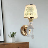 Modern Trapezoid Opal Glass Shade Wall Sconce - Gold Finish 1/2-Light Mount Lamp Fixture 1 /
