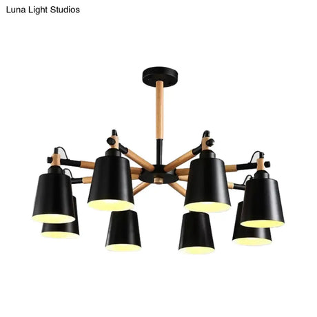 Modern Trapezoid Shade Chandelier - 8 Light Metal Hanging For Living Room