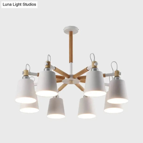Modern Trapezoid Shade Chandelier - 8 Light Metal Hanging For Living Room