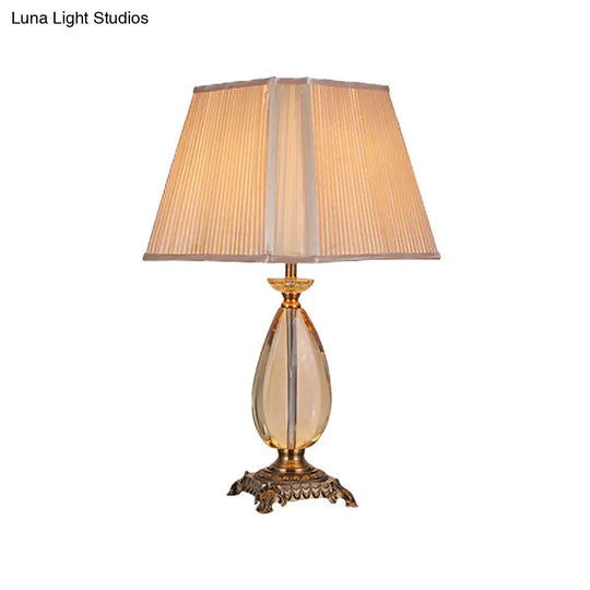 Modern Trapezoid Shade Desk Lamp - Beige Fabric 1 Bulb Small Size Perfect For Dining Room
