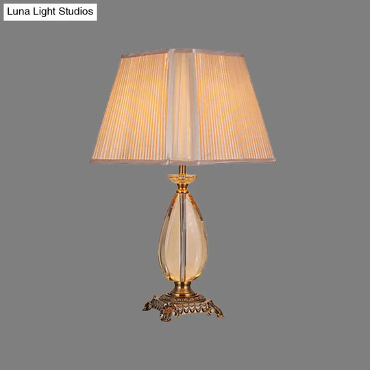 Modern Trapezoid Shade Desk Lamp - Beige Fabric 1 Bulb Small Size Perfect For Dining Room