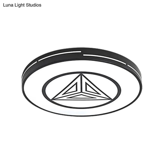 Modern Triangle Acrylic Round Flush Mount Ceiling Light - Black & White