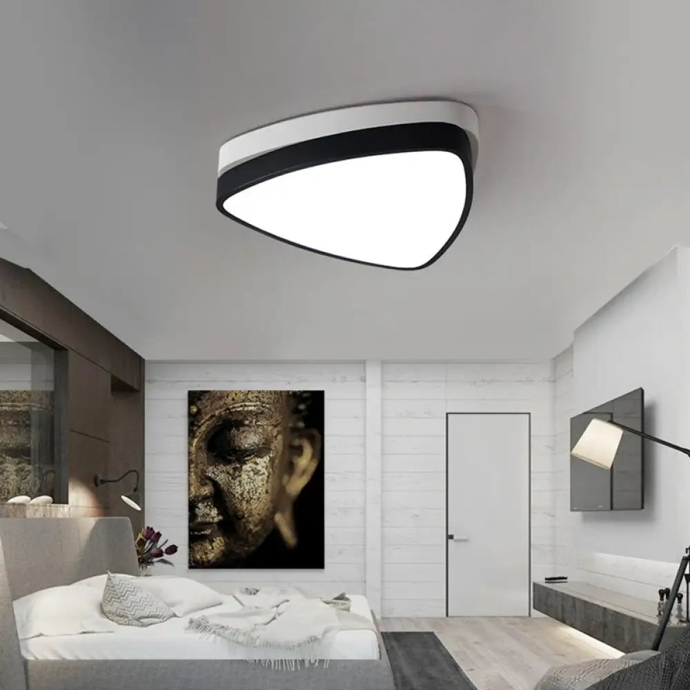 Modern Triangle Ceiling Lights In White And Black - 15/19/23 Sizes Iron Acrylic Fixture With