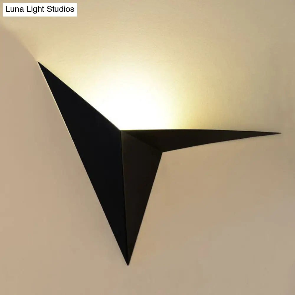 Modern Triangle Led Sconce Wall Light With Metallic Flush Mount - Ideal For Corridors
