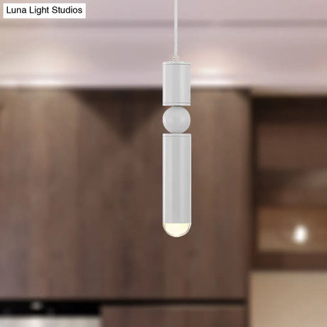 Modern Tube Hanging Light - Metal Black/White/Brass Led Suspension Pendant In Warm Ideal For Dining