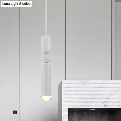 Modern Tube Hanging Light - Metal Black/White/Brass Led Suspension Pendant In Warm Ideal For Dining