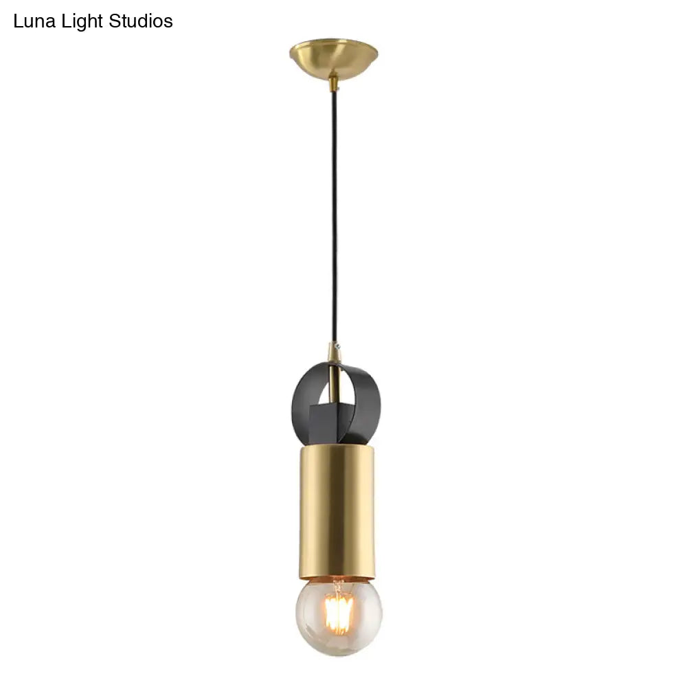 Modern Tube Mini Pendulum Light - Brass Finish | Bedroom Suspension Lamp