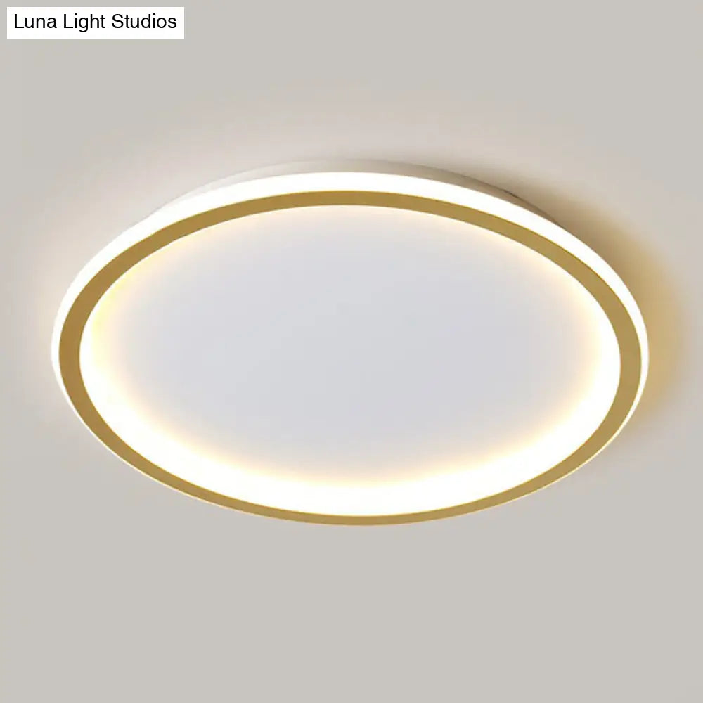 Modern Ultrathin Circle Flush Ceiling Light In Gold With Led For Living Room - Simplicity Series /