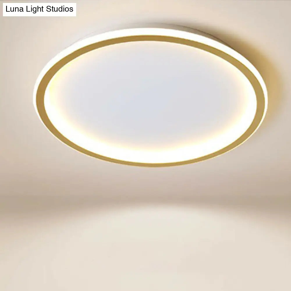 Modern Ultrathin Circle Flush Ceiling Light In Gold With Led For Living Room - Simplicity Series