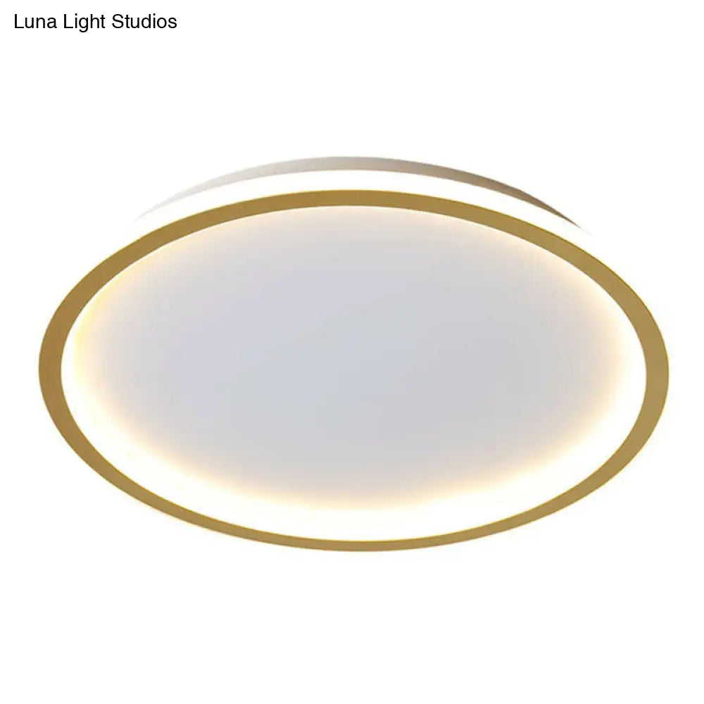 Modern Ultrathin Circle Flush Ceiling Light In Gold With Led For Living Room - Simplicity Series