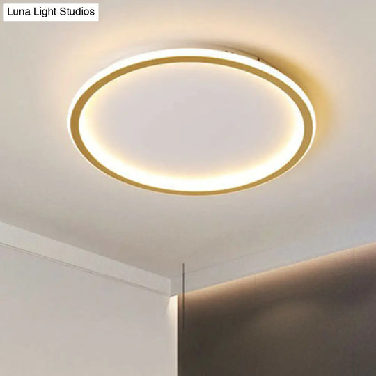 Modern Ultrathin Circle Flush Ceiling Light In Gold With Led For Living Room - Simplicity Series