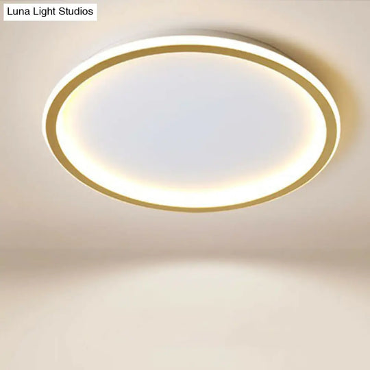 Modern Ultrathin Circle Flush Ceiling Light In Gold With Led For Living Room - Simplicity Series