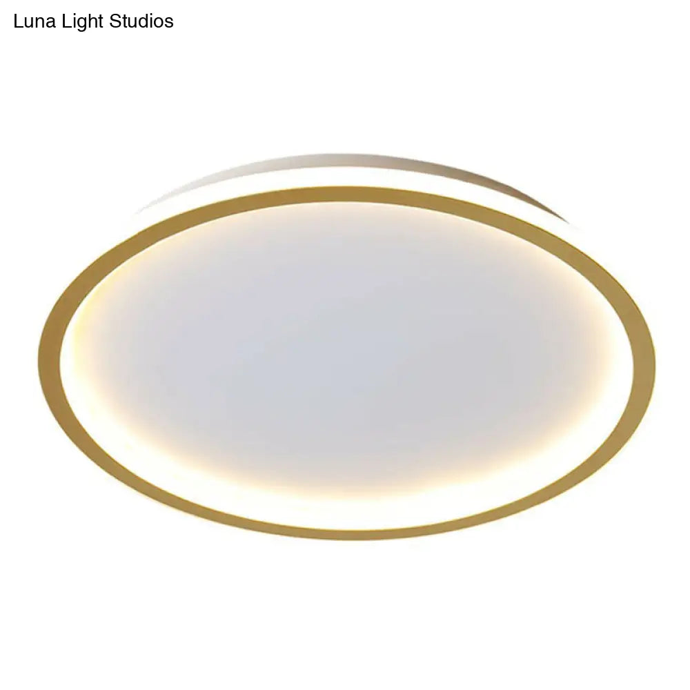 Modern Ultrathin Circle Flush Ceiling Light In Gold With Led For Living Room - Simplicity Series