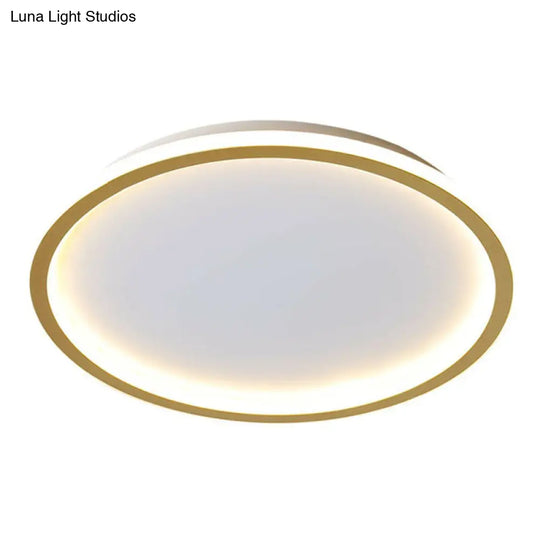 Modern Ultrathin Circle Flush Ceiling Light In Gold With Led For Living Room - Simplicity Series