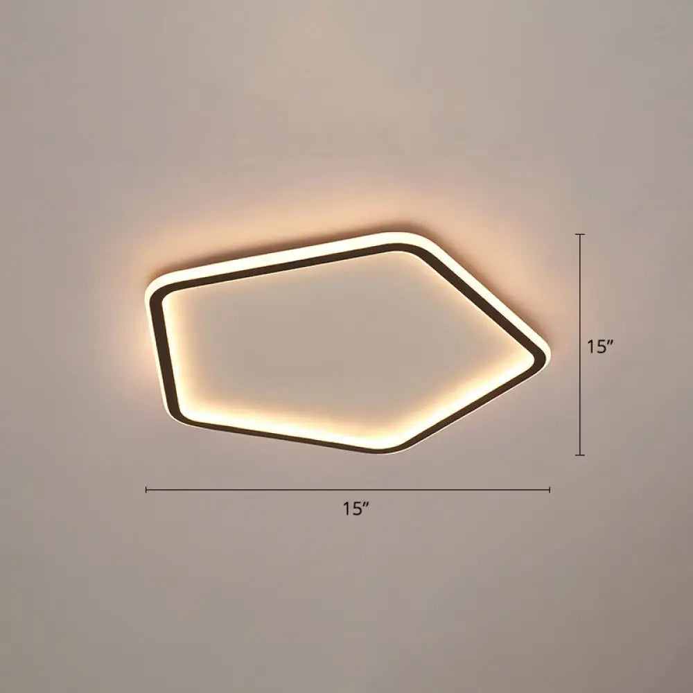 Modern Ultrathin Pentagon Led Ceiling Light For Minimalist Bedrooms In Black Aluminum - Flush Mount