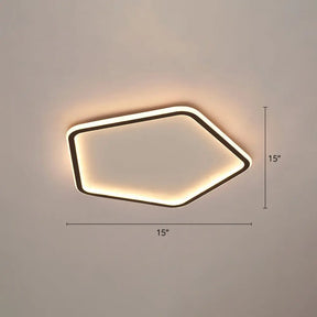 Modern Ultrathin Pentagon Led Ceiling Light For Minimalist Bedrooms In Black Aluminum - Flush Mount