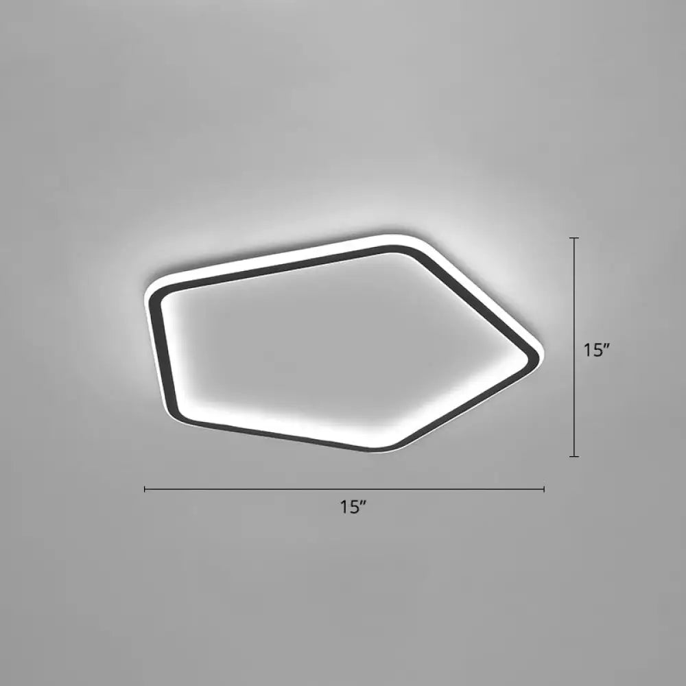 Modern Ultrathin Pentagon Led Ceiling Light For Minimalist Bedrooms In Black Aluminum - Flush Mount