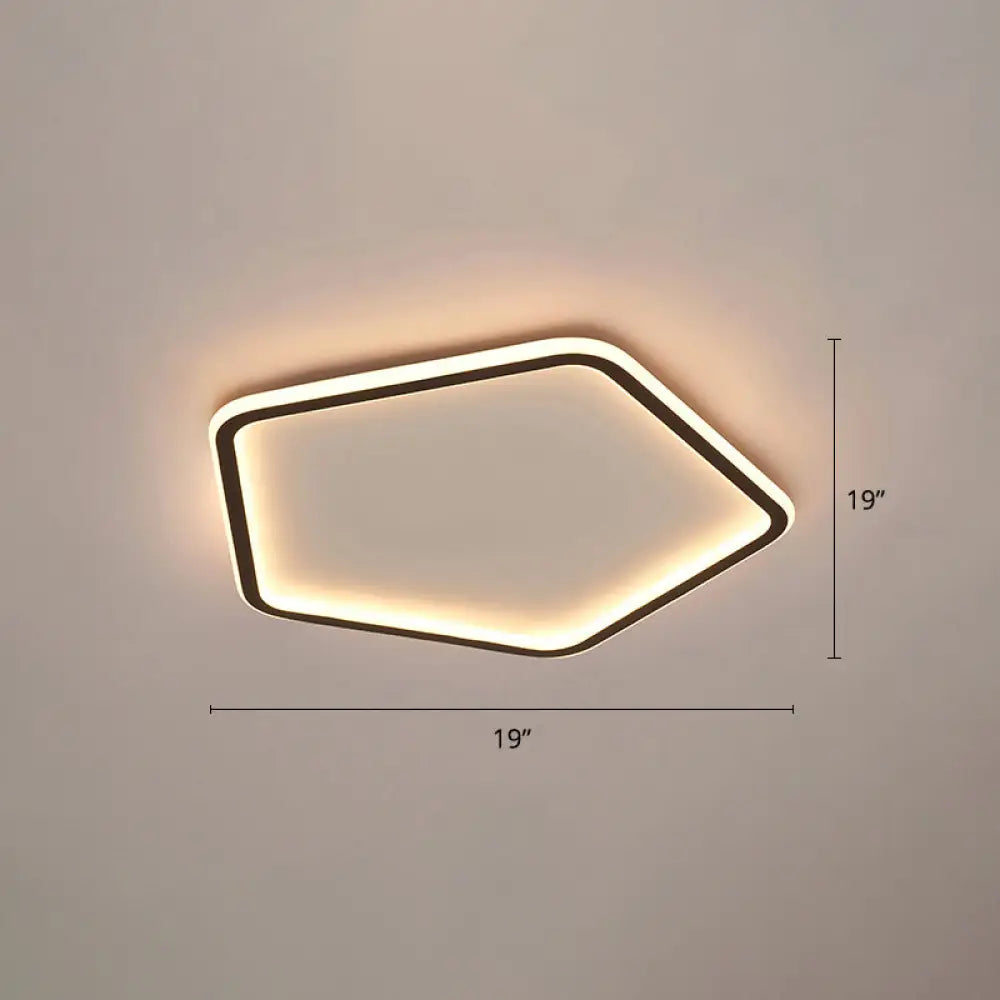 Modern Ultrathin Pentagon Led Ceiling Light For Minimalist Bedrooms In Black Aluminum - Flush Mount