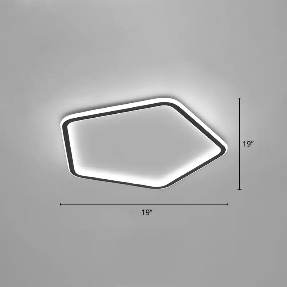 Modern Ultrathin Pentagon Led Ceiling Light For Minimalist Bedrooms In Black Aluminum - Flush Mount