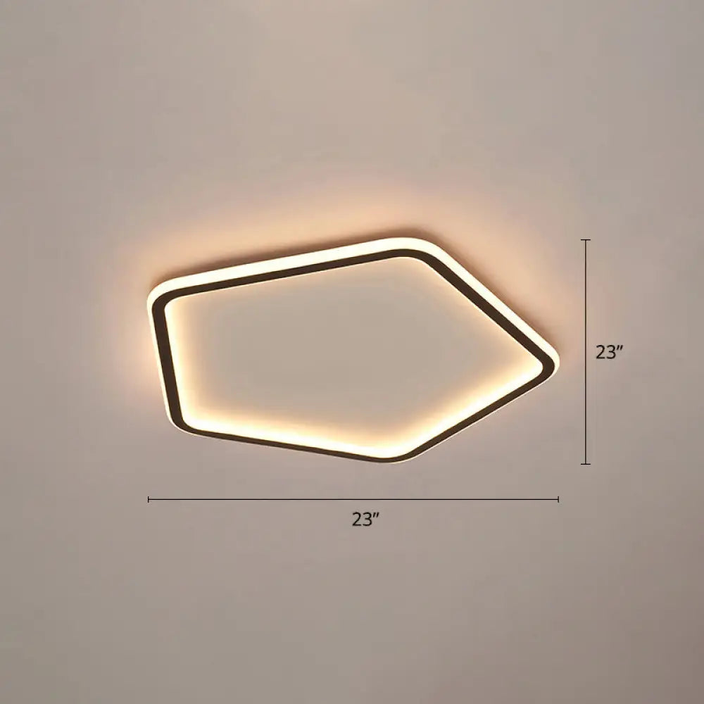 Modern Ultrathin Pentagon Led Ceiling Light For Minimalist Bedrooms In Black Aluminum - Flush Mount