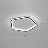 Modern Ultrathin Pentagon Led Ceiling Light For Minimalist Bedrooms In Black Aluminum - Flush Mount