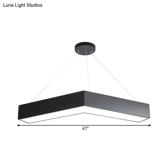 Modern V-Shaped Commercial Pendant Led Hanging Lamp Minimalistic Metal Black/White