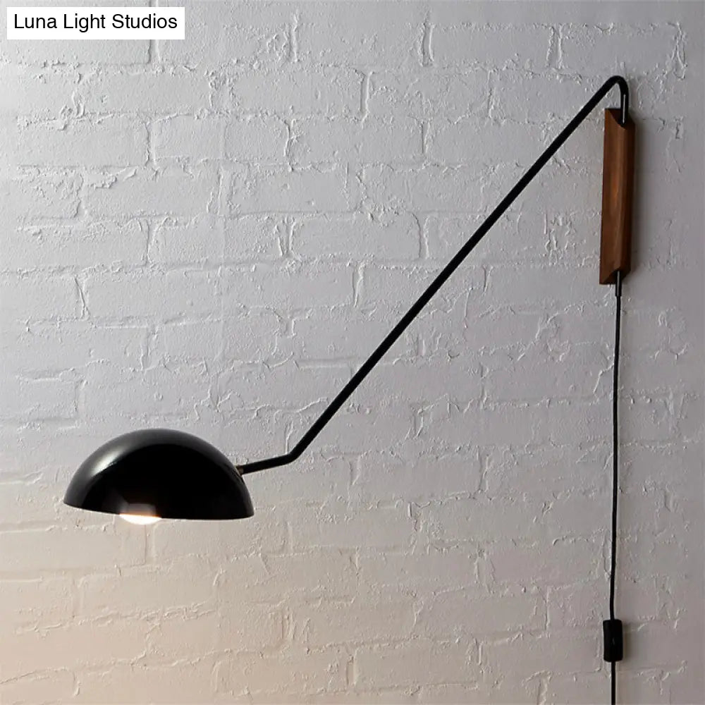 Modern Wall Mounted Reading Lamp: Single Task Dome Plug-In Light With Metal Shade